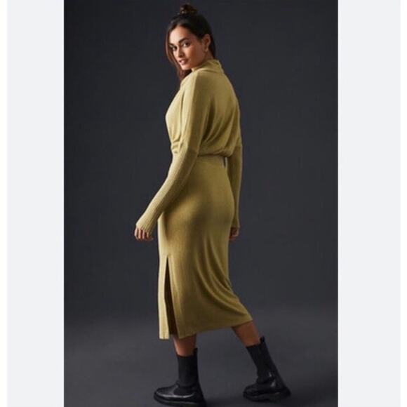 Anthropologie Daily Practice Arabella Moss Drapey Midi Sweater Dress Medium Chic - Picture 13 of 13
